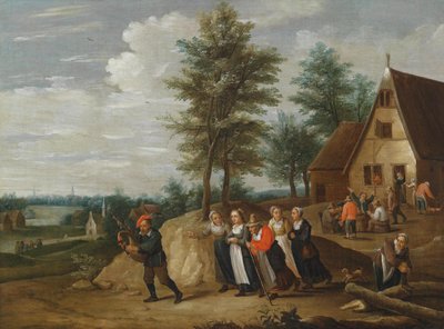 Landschaft mit einem Musikanten, dem einige Frauen folgen von Thomas van Apshoven